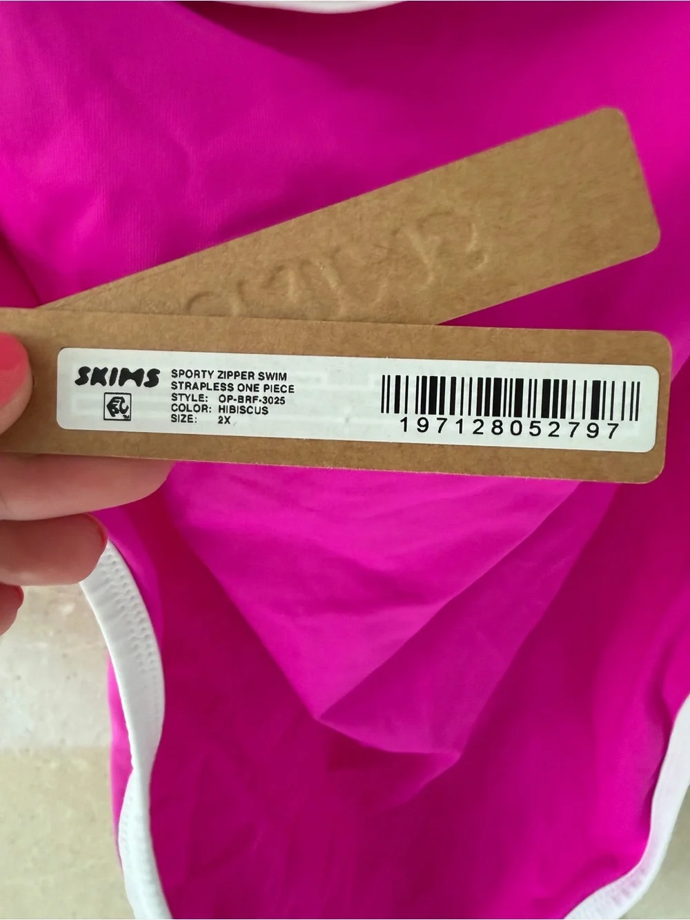 NWT - SKIMS Hot Pink Strapless One-Piece with Front Zip (2X)